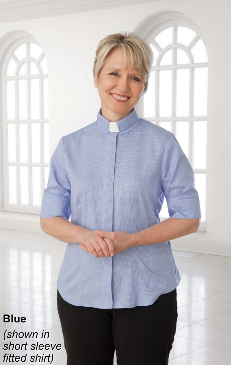 Long Sleeve Shapely Shirt with Tab Collar | Sacred Stitches