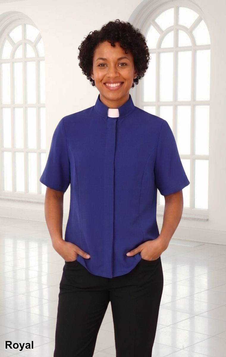 Short Sleeve Classic Blouse (Tab Collar)