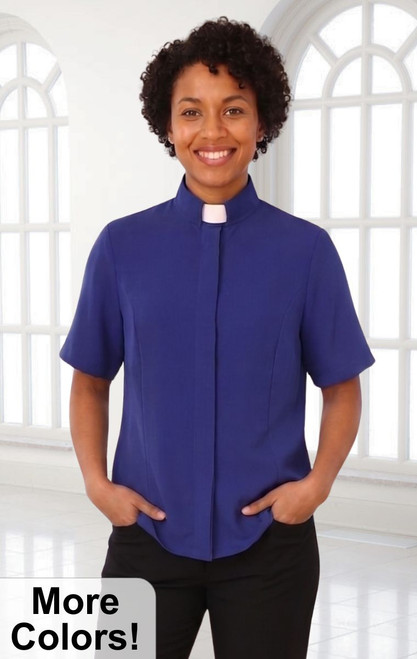 Short Sleeve Shell Blouse (Tab Collar) | Sacred Stitches Women's