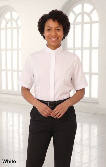 Short Sleeve Classic Blouse (Tab Collar)