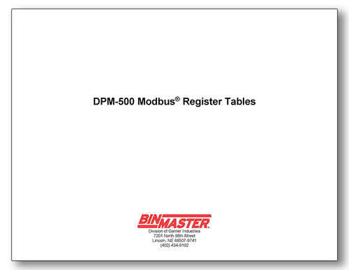 DPM-500 Modbus Register Tables Manual