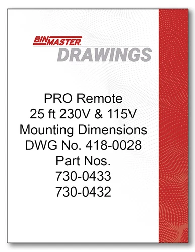 PRO Remote 25 ft 230V & 115V Mounting Dimensions