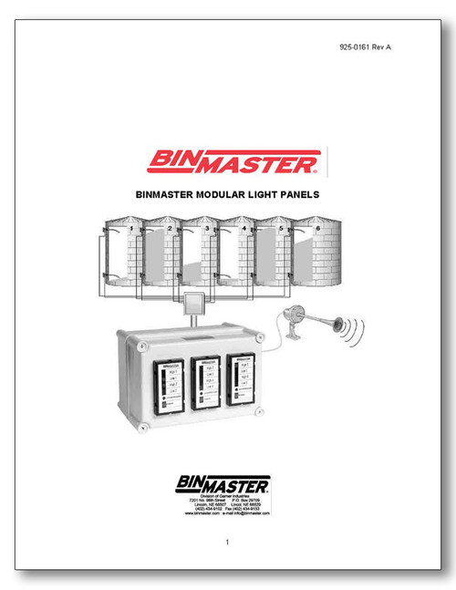 BinMaster Modular Light Alarm Panels Manual