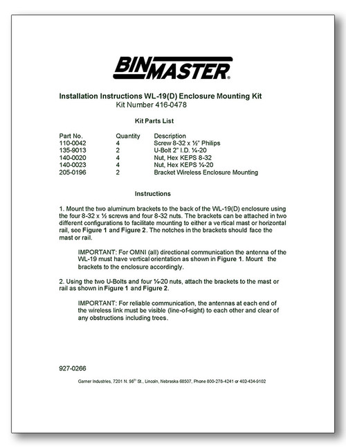 WL-19 Enclosure Mounting Kit Manual