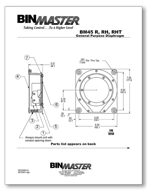 BM-45 R, RH, RHT Diaphragm Parts List