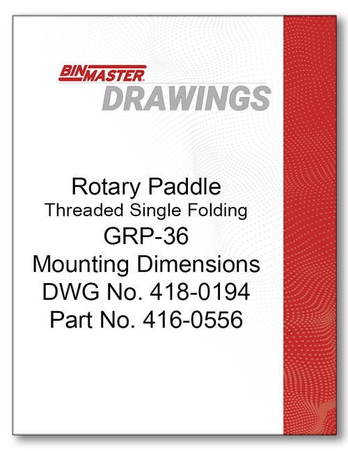 Rotary Paddle Threaded Single Folding GRP-36 Mounting Dimensions Drawing