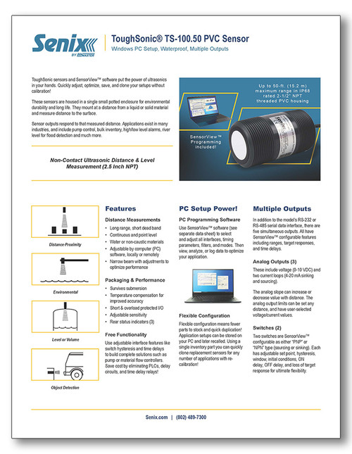 Senix TS-100.50 PVC Data Sheet