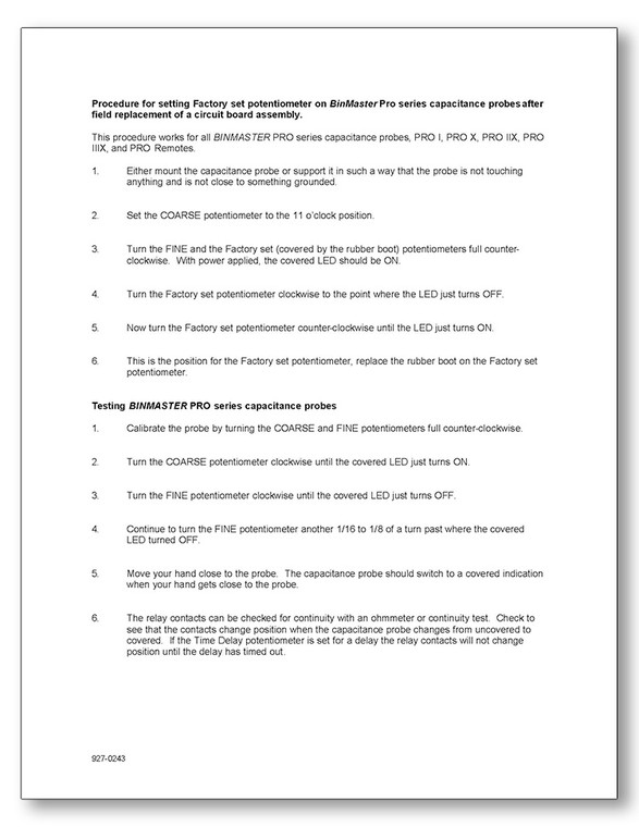 Capacitance Probe Potentiometer Manual