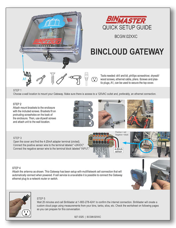 Quick Setup Guide BinCloud Gateway 927-0325-Cellular-BCGW.02XXC