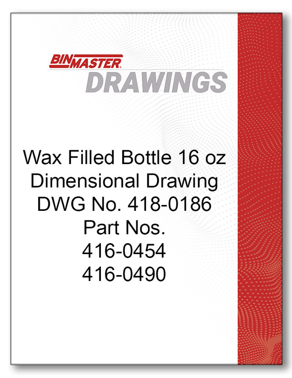 418-0186 Wax Filled Bottle 16 oz Dimensional Drawing