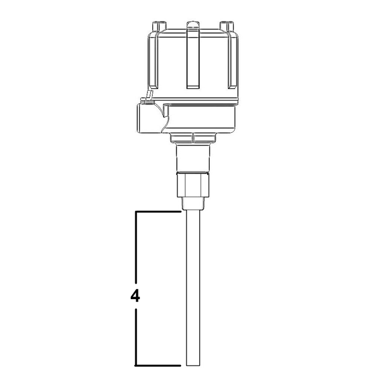 binmaster P68 Unshielded, Delrin sleeved 3-A/USDA probe 4 inch to 60 inch