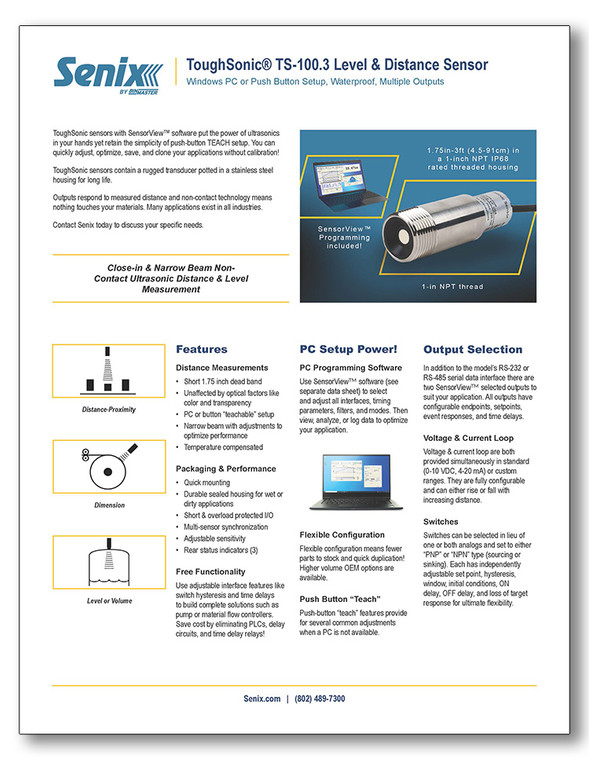 TS-100.3 1 in. NPT Data Sheet