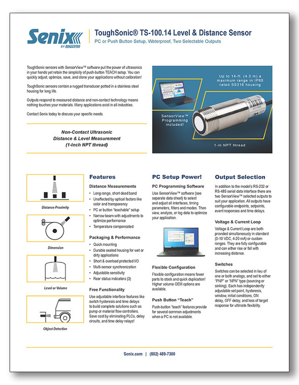 Senix TS-100.14-1 in NPT Data Sheet