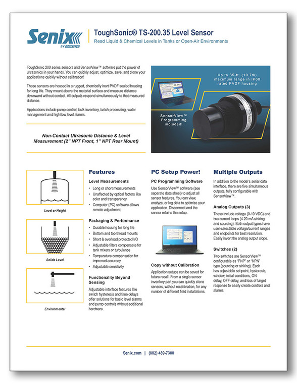 Senix TS-200-35 Data Sheet
