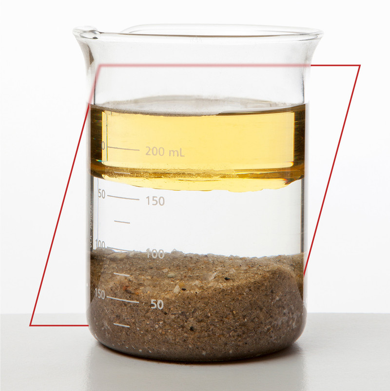 A classic example of specific gravity is a glass layered with sand, water, and oil. Sand sinks, water is the "control," and oil floats atop the water
