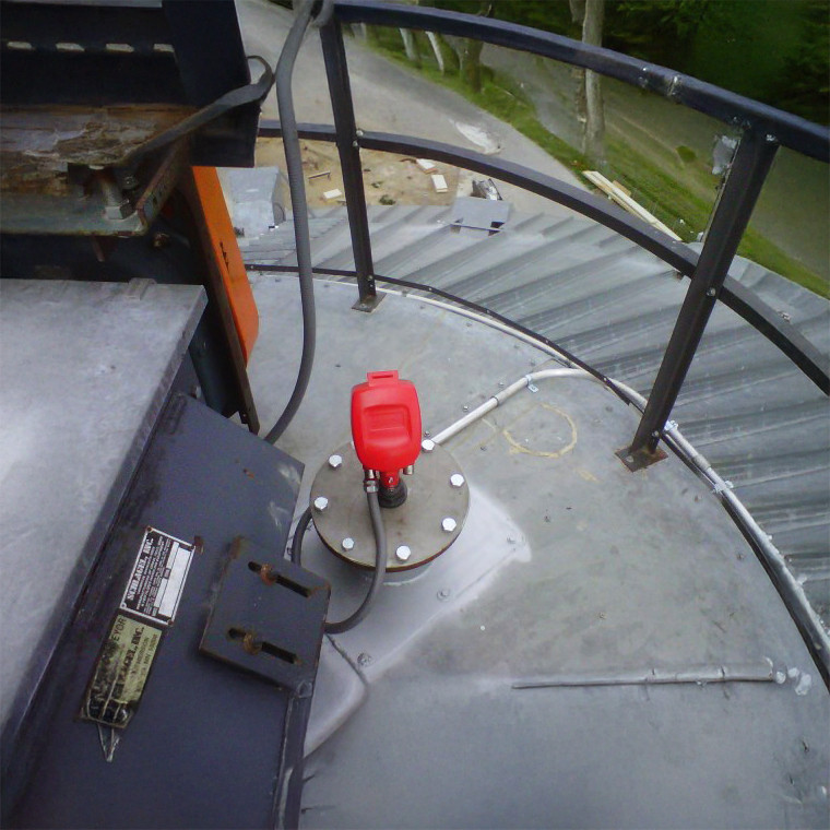 3DLevelScanner on the top of a biomass storage bin for multi-point measurement of the bin's contents