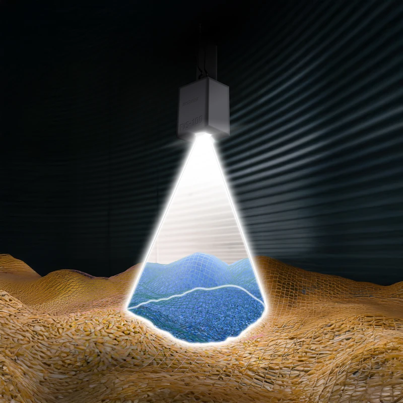 BinMaster's FVS-100 level sensor relies on optical technology to deliver accurate feed measurements and bin topography imaging