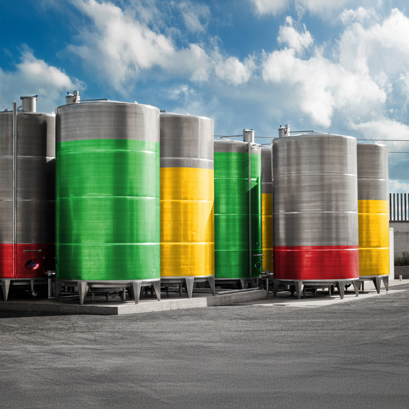 Tanks used in food processing storing ingredients; BinMaster measures tanks and displays levels on BinCloud® software