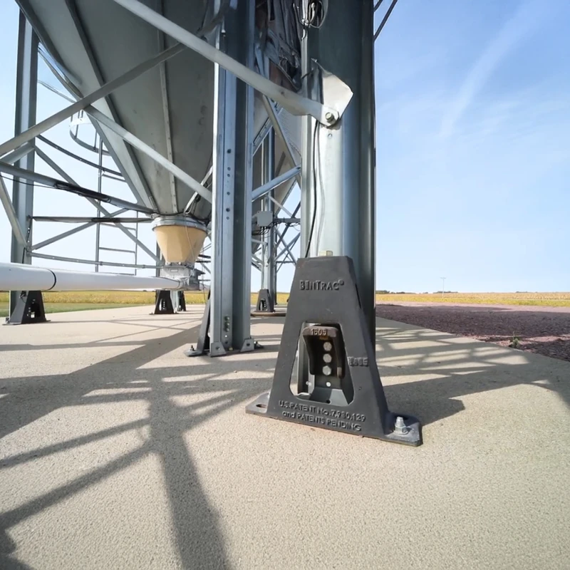 BinTrac patented A-Frame load cell installed on a feed bin leg