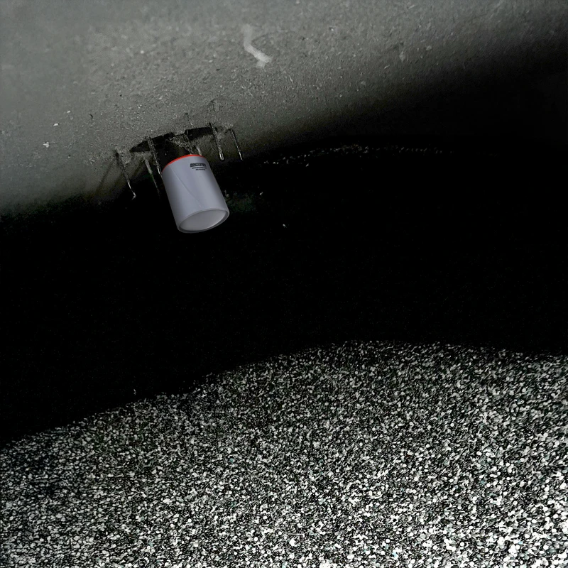 A CNCR-190 mounted inside a storage silo used in the plastics manufacturing industry to measure the level of resin pellets within
