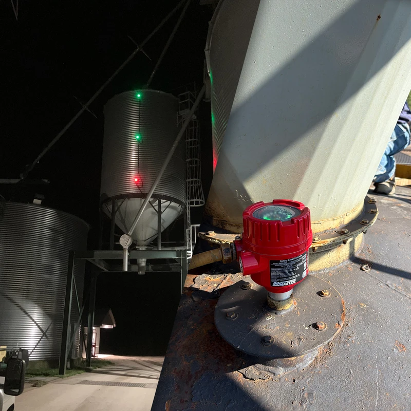 Rotary level sensors from BinMaster can be top-mounted on the roof of a bin, mounted on the side of a silo, or mounted in a bin cone