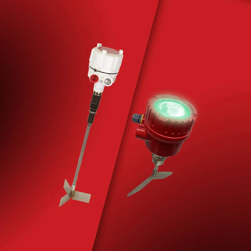 Tilt sensors are well-suited for level alerts above open piles and conveyor belts, whereas rotary level indicators offer overfill or dry run detection