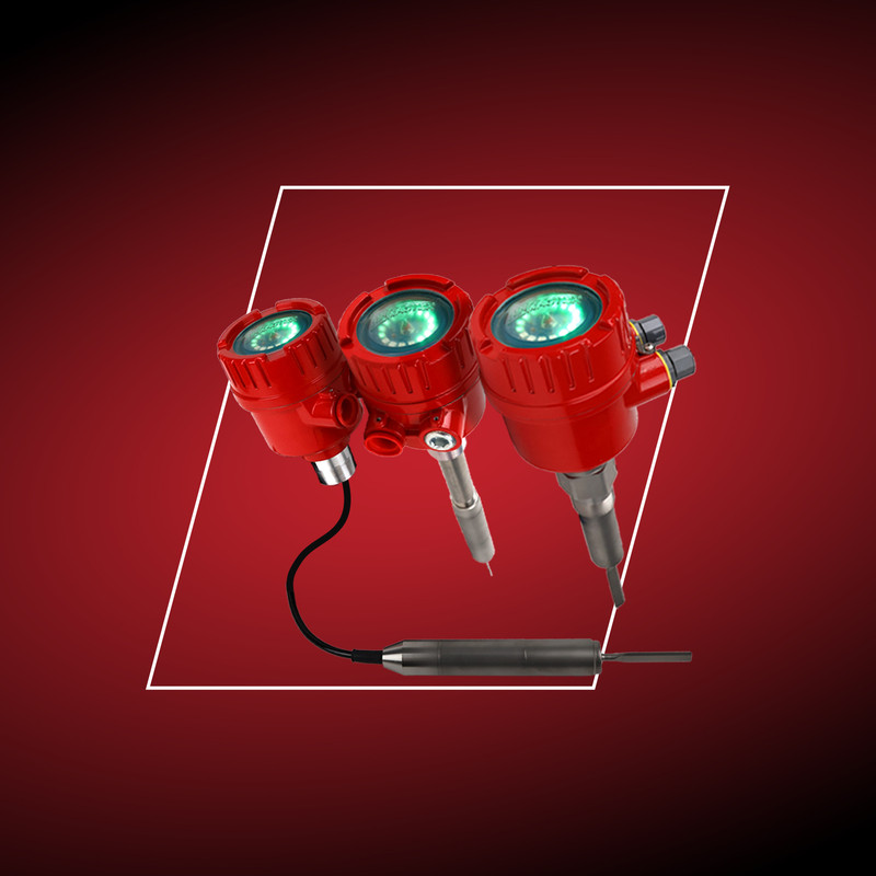 VRX21, VRX41, and VRX51 models: standard option, rigid pipe extended sensor, and flexible steel-rope cable vibrating probe