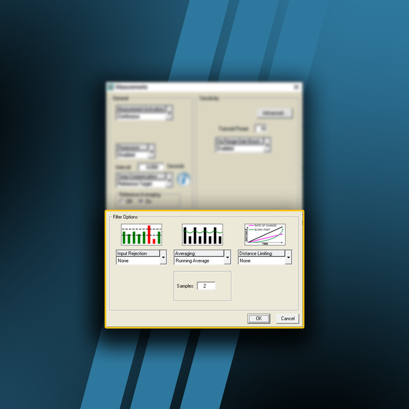 Select from a variety of data programming filters on SensorView, including a "slow-fast" filter for mixers and input filters for turbulence