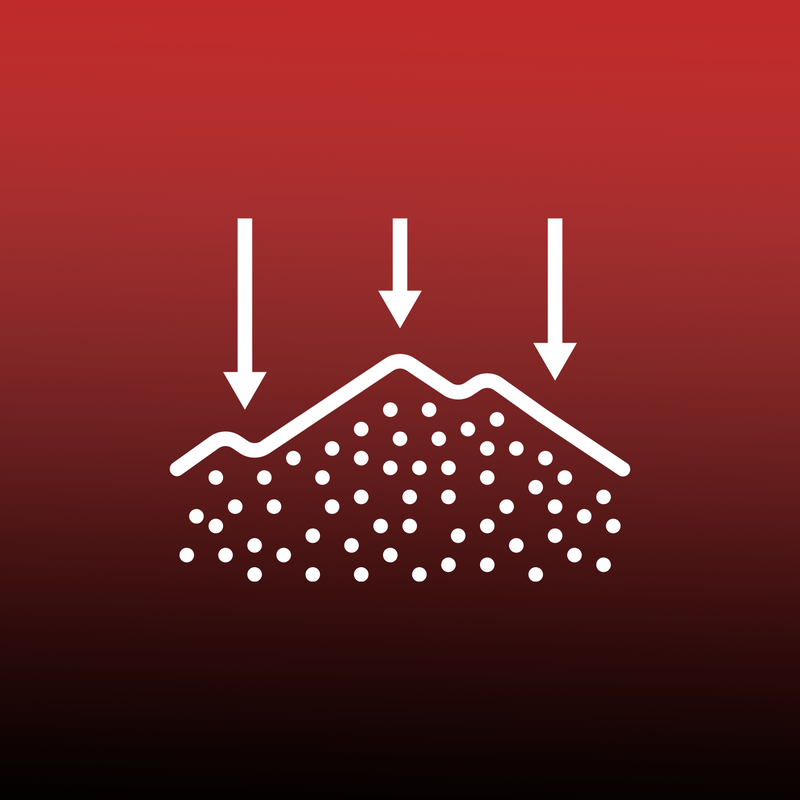Bulk material compaction increases with depth as particles compact under their own weight