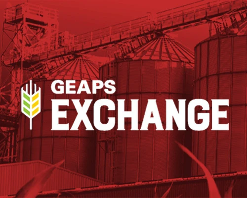GEAPS Exchange Event logo, hosted by Grain Elevator and Processing Society