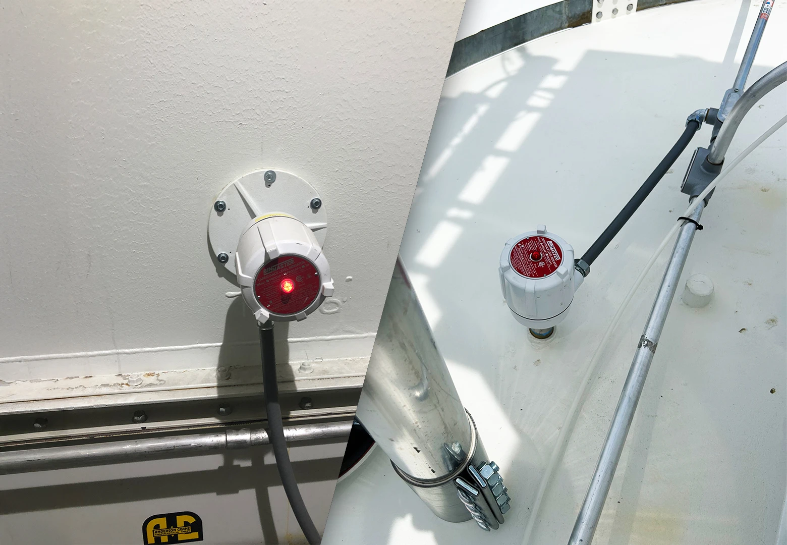 PROCAP capacitance sensors can be top-mounted for high-level detection, side mounted on vessels, or mounted in a bin cone for low-level alerts