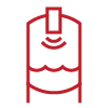Liquid level monitoring icon: Ultrasonic sensor monitors level of liquid in a storage tank