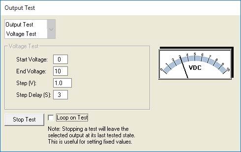 "Running a Voltage Test" Window