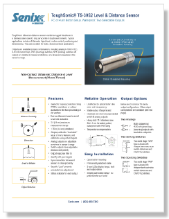 Senix ToughSonic TS-30S2 Sensor Data Sheet