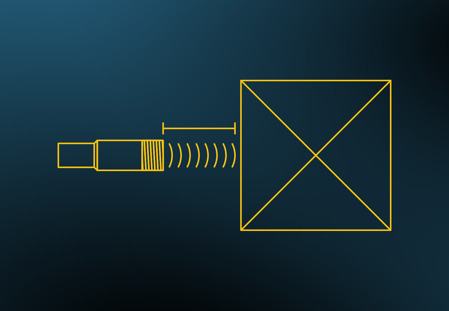 Distance discrimination icon: Users can configure sensors to only measure within a certain range