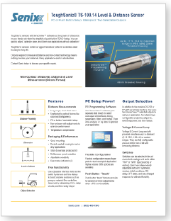 ToughSonic®-100.14 (30mm) Level Sensor Data Sheet