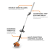 Landscaper using Stihl HL 94 K adjustable hedge trimmer in garden Landscaper using Stihl HL 94 K adjustable hedge trimmer in garden