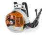 Stihl BR 350 backpack blower clearing heavy leaves in large yard