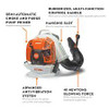 Landscaper using lightweight Stihl BR 800 X blower for heavy-duty cleanup