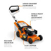 Professional landscaper operating Stihl RM 655 VS variable-speed mower