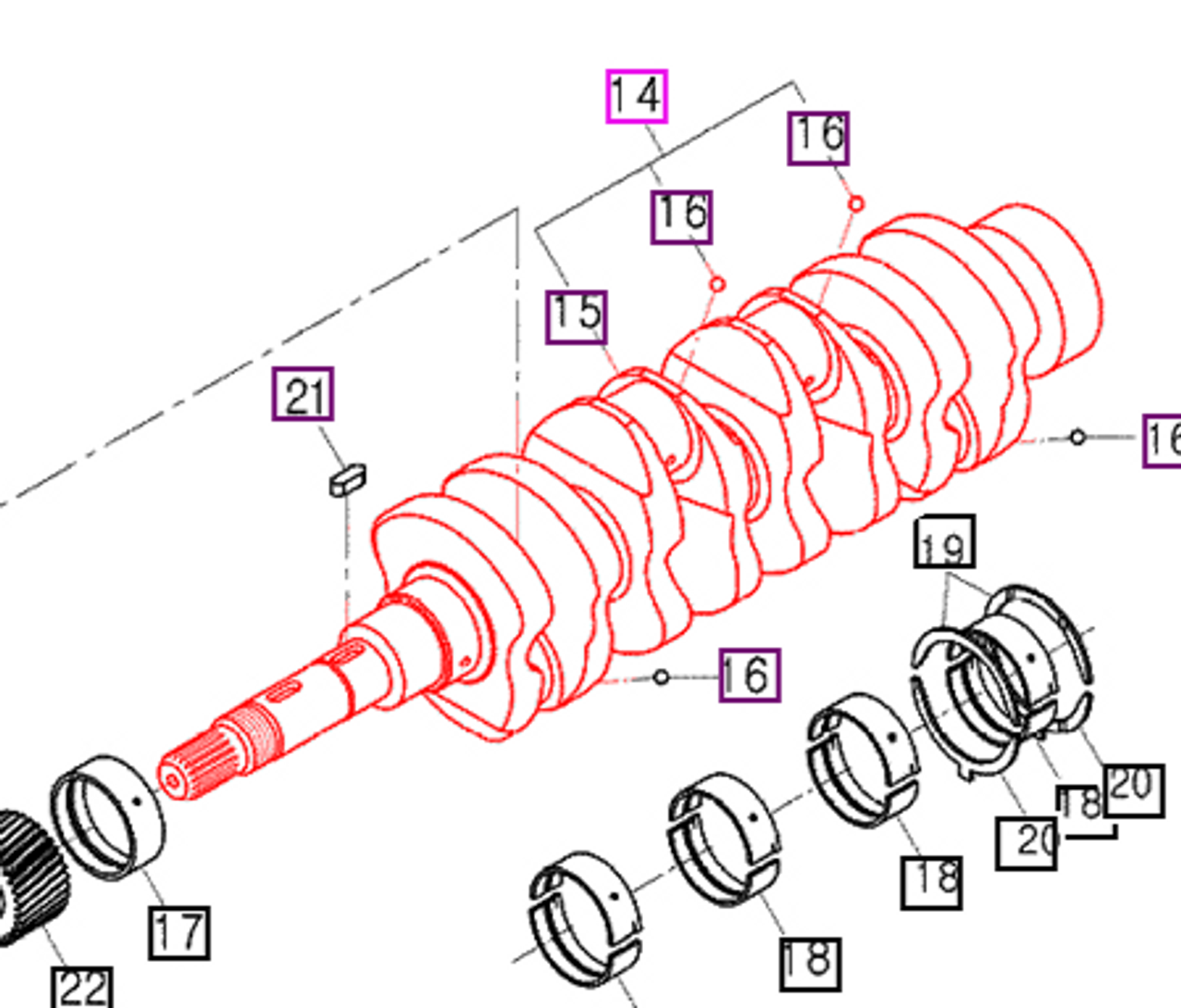 CRANK Shaft Assembly - E5800A0091 package std