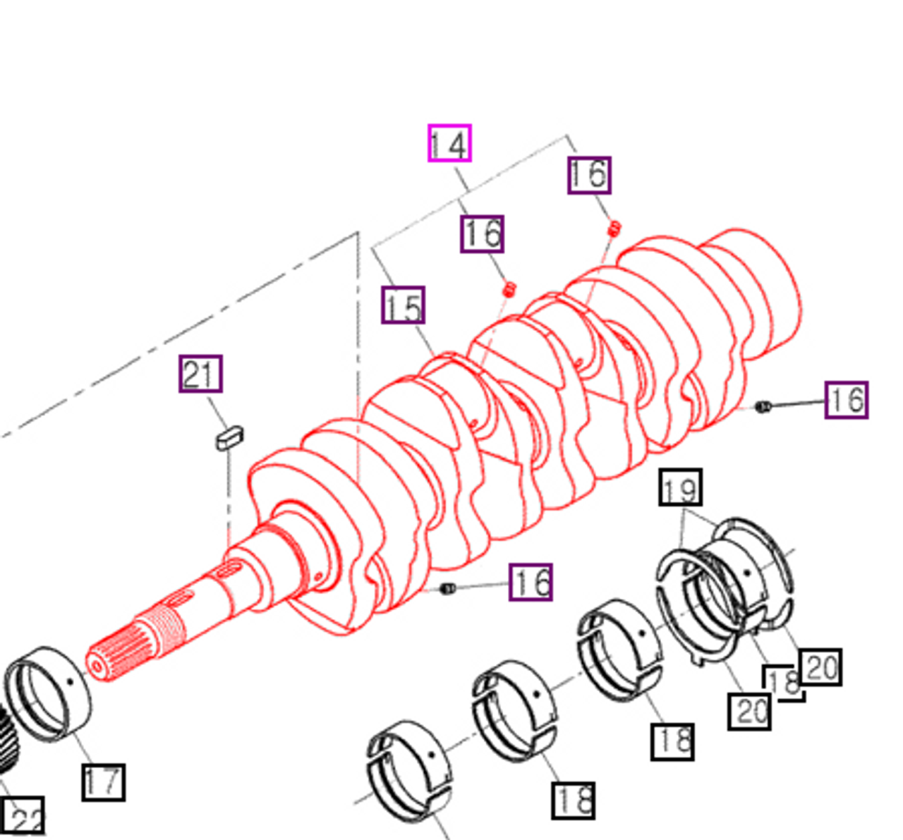 CRANK Shaft Assembly - E6305A0100 package std