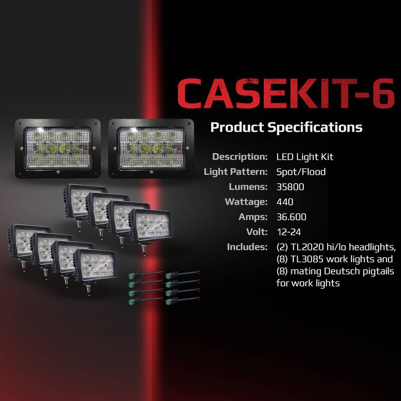 Stens CASEKIT-6 - Tiger Lights LED Light Kit Case/IH Steiger 4wd