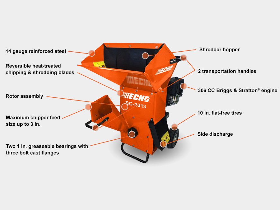 Echo SC-3013 –  3″ Chipper/Shredder w/ 306cc Briggs & Stratton Engine