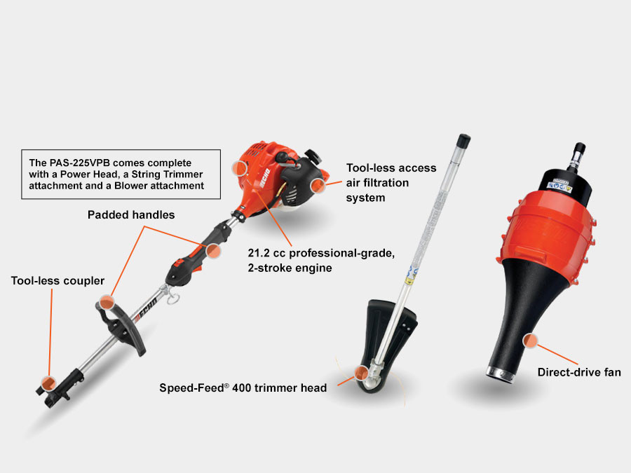 Echo PAS-225VPB – 21.2cc Pro Attachment Series Powerhead with Trimmer & Blower