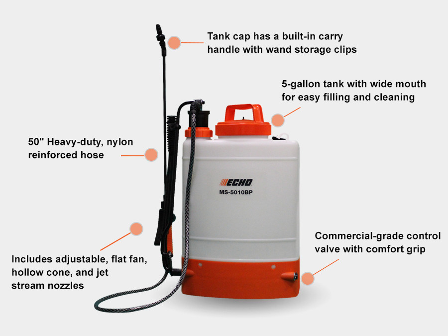 Echo MS-5010BP backpack sprayer with 5-gallon tank and padded harness