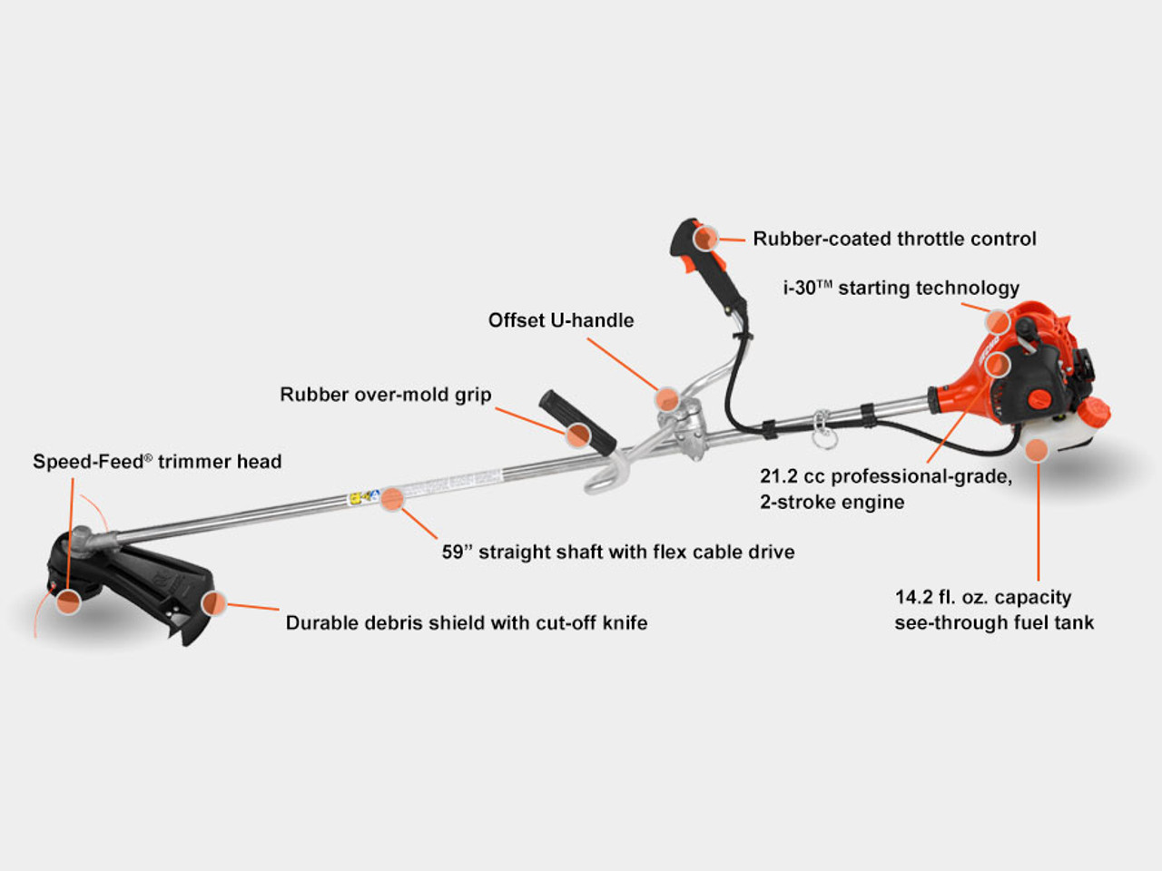 Echo SRM-225U bike handle string trimmer cutting grass