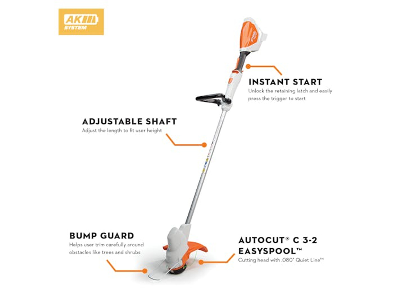 Stihl Trimmer FSA 57 - LITHIUM-ION ADJUST.SHAFT TRIMMR"AK POWERED" BATTERY & CHARGER NOT INCLUDED