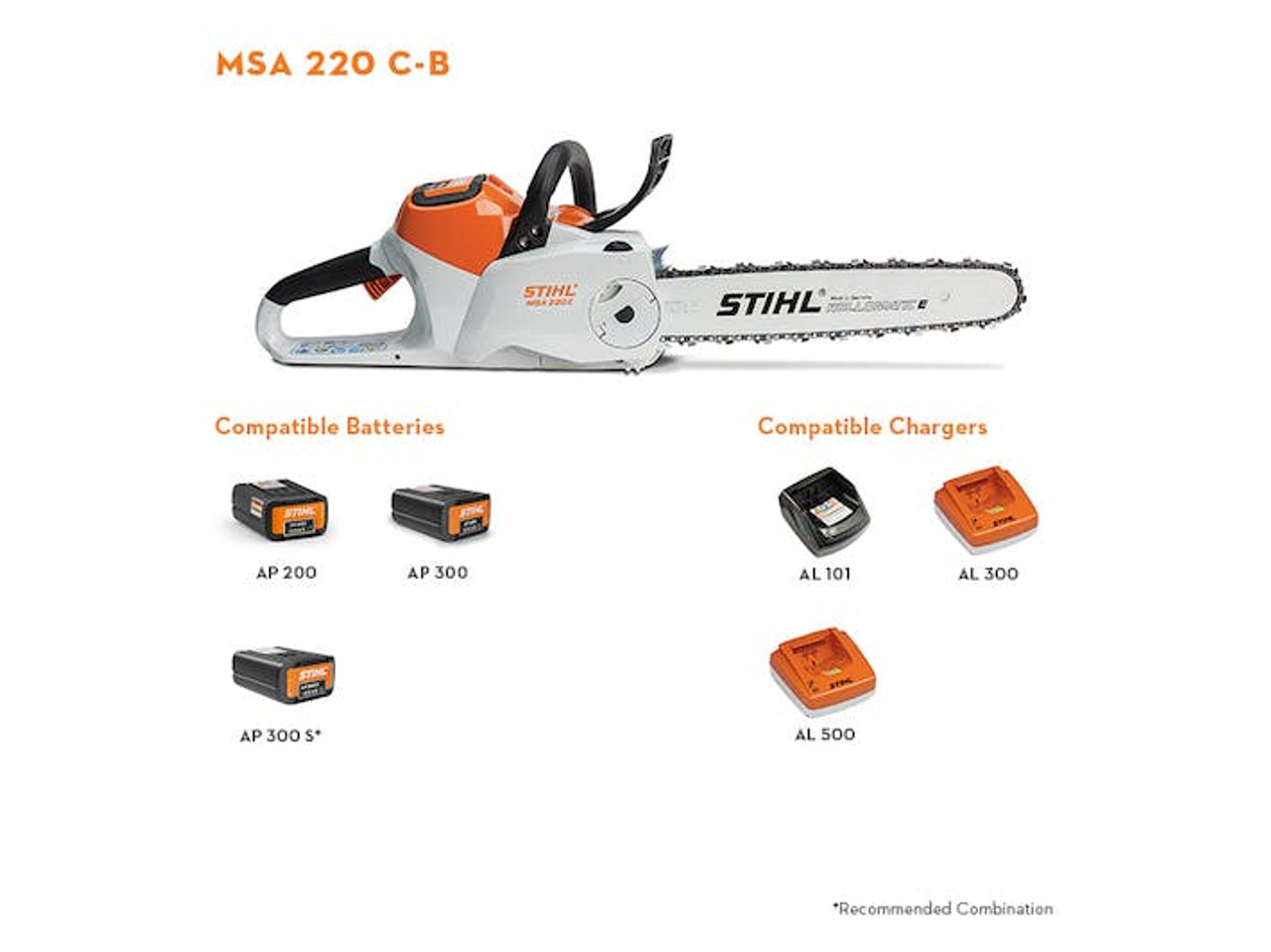 STIHL CHAINSAW MSA 220 C-B W/ 14" BAR - W/O BATTERY & CHARGER