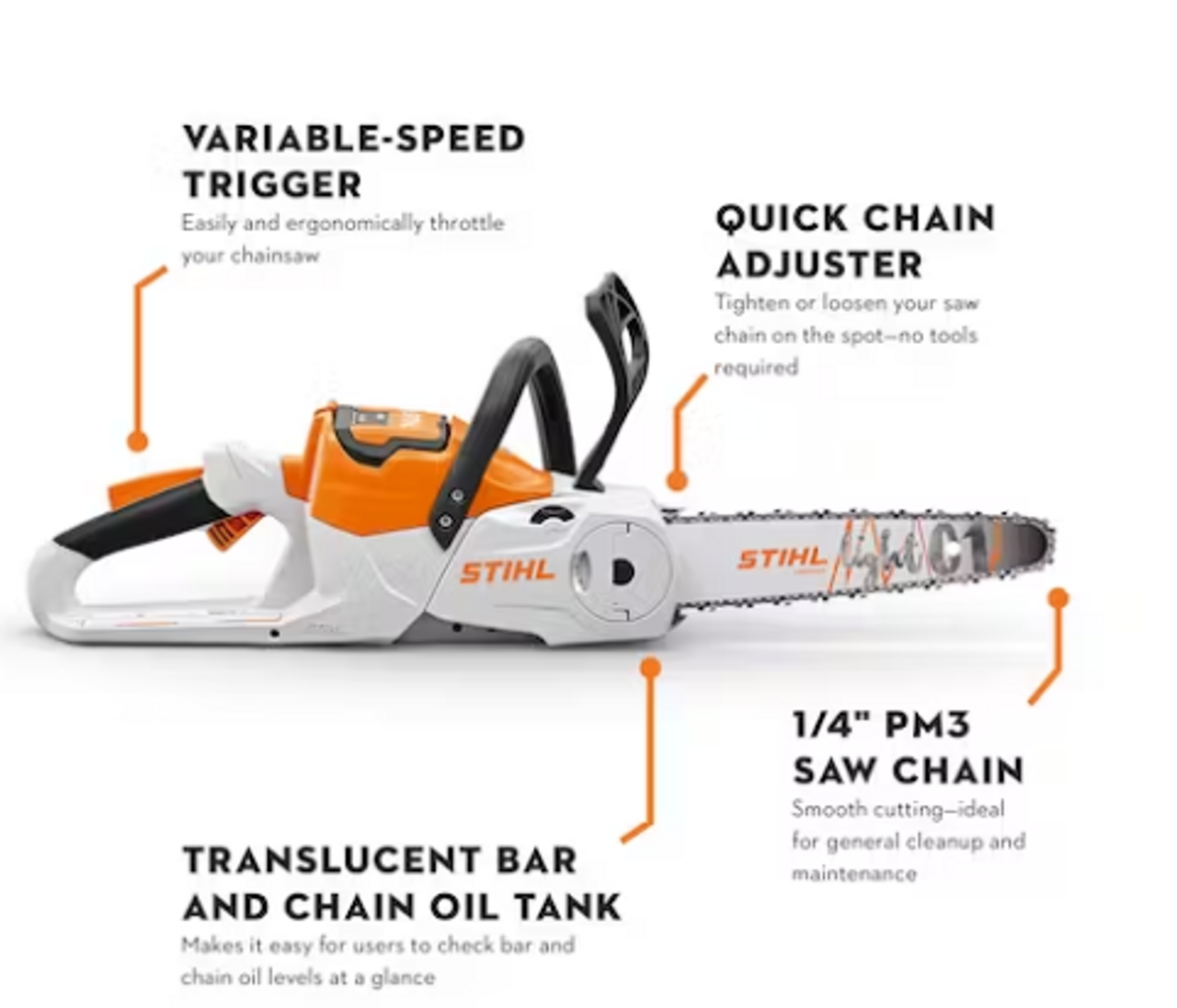 STIHL MSA 60 C-B SET - L-I CHAINSAW W/ 12" BAR & W/O AK 20 BATRY & CHARGER